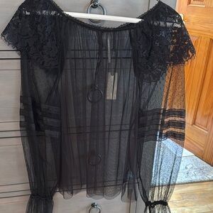 Anthropology Chic Black Lace Blouse